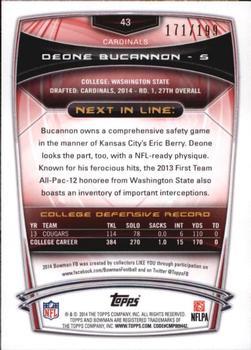 2014 Bowman - Rookies Red #43 Deone Bucannon Back