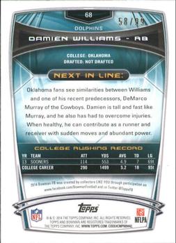 2014 Bowman - Rookies Green #68 Damien Williams Back