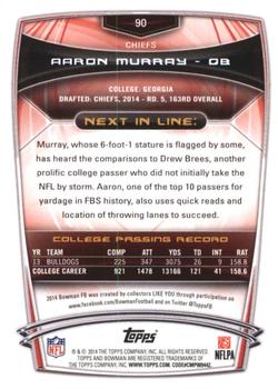 2014 Bowman - Rookies Rainbow Black #90 Aaron Murray Back