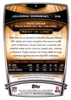 2014 Bowman - Rookies Rainbow Silver Ice #9 Johnny Manziel Back