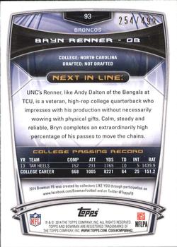 2014 Bowman - Rookies Rainbow Blue #93 Bryn Renner Back