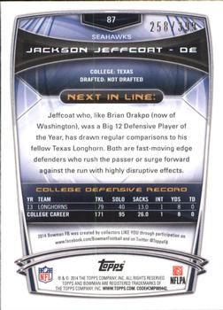 2014 Bowman - Rookies Rainbow Gold #87 Jackson Jeffcoat Back