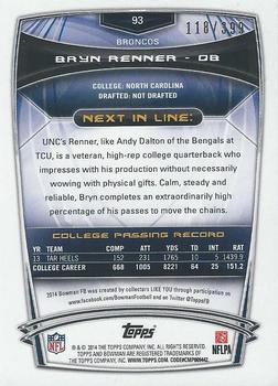 2014 Bowman - Rookies Rainbow Gold #93 Bryn Renner Back
