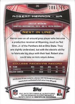 2014 Bowman - Rookies Rainbow Red #35 Robert Herron Back