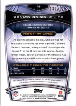 2014 Bowman - Rookies Rainbow Red #40 Xavier Grimble Back