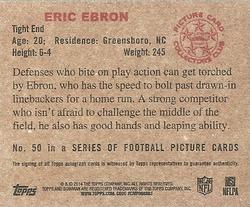 2014 Bowman - Mini Autographs #50 Eric Ebron Back