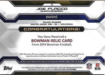 2014 Bowman - Relics #33 Joe Flacco Back