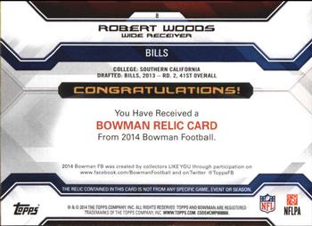 2014 Bowman - Relics #8 Robert Woods Back