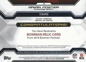 2014 Bowman - Relics Gold #10 Arian Foster Back