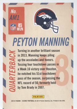 2014 Panini Hot Rookies - Air Mail Blue #AM1 Peyton Manning Back