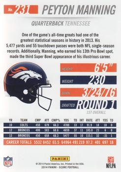2014 Panini Hot Rookies - Scorecard #231 Peyton Manning Back