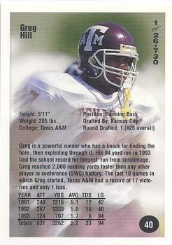 1994 Superior Rookies #40 Greg Hill Back