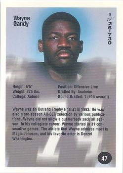 1994 Superior Rookies #47 Wayne Gandy Back