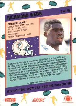1991 Score 12th National Sports Collectors Convention #6 Richmond Webb Back