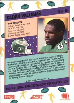 1991 Score 12th National Sports Collectors Convention #10 Calvin Williams Back