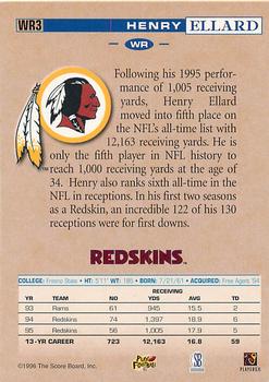 1996 Score Board Washington Redskins #WR3 Henry Ellard Back