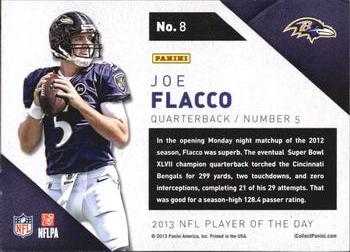 2013 Panini NFL Player of the Day #8 Joe Flacco Back