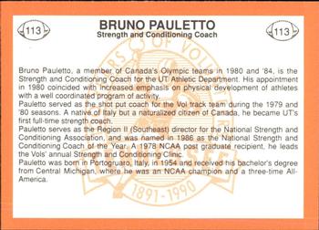 1990 Tennessee Volunteers Centennial #113 Bruno Pauletto Back