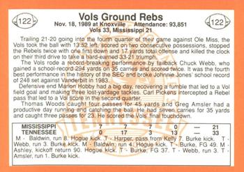 1990 Tennessee Volunteers Centennial #122 Vols 33, Ole Miss 21 Back