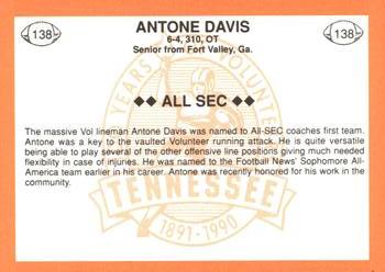 1990 Tennessee Volunteers Centennial #138 Antone Davis Back