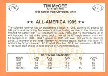 1990 Tennessee Volunteers Centennial #176 Tim McGee Back