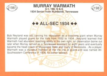 1990 Tennessee Volunteers Centennial #198 Murray Warmath Back