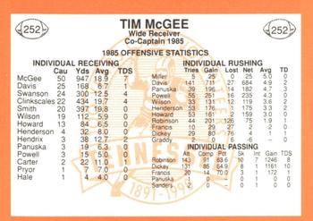 1990 Tennessee Volunteers Centennial #252 Tim McGee Back