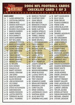2006 Topps Heritage - Checklists #1 Checklist: 1-237 Front