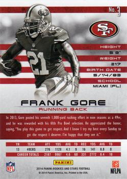 2014 Panini Rookies & Stars #3 Frank Gore Back