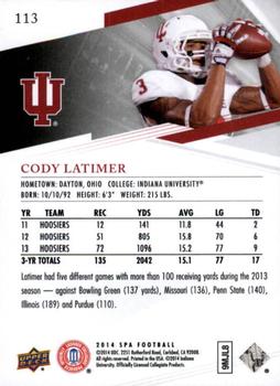 2014 SP Authentic #113 Cody Latimer Back