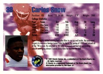 1992 Classic Blister #38 Carlos Snow Back
