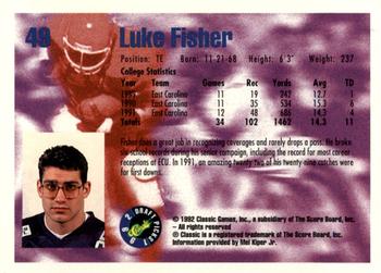 1992 Classic Blister #49 Luke Fisher Back