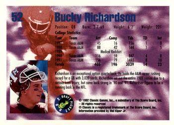 1992 Classic Blister #52 Bucky Richardson Back