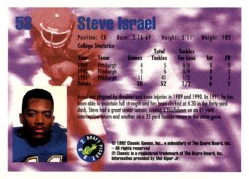 1992 Classic Blister #53 Steve Israel Back