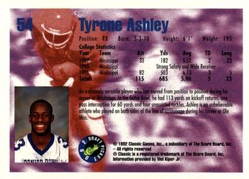 1992 Classic Blister #54 Tyrone Ashley Back