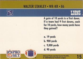 1990 Pro Set FACT Cincinnati #15 Walter Stanley Back