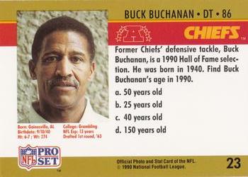 1990 Pro Set FACT Cincinnati #23 Buck Buchanan Back
