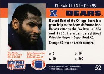 1990 Pro Set FACT Cincinnati #52 Richard Dent Back