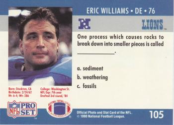 1990 Pro Set FACT Cincinnati #105 Eric Williams Back