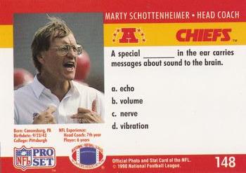 1990 Pro Set FACT Cincinnati #148 Marty Schottenheimer Back