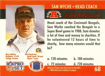 1990 Pro Set FACT Cincinnati #68 Sam Wyche Back