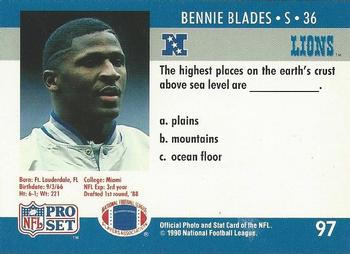 1990 Pro Set FACT Cincinnati #97 Bennie Blades Back