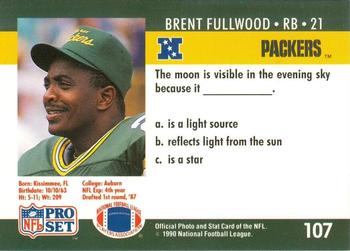 1990 Pro Set FACT Cincinnati #107 Brent Fullwood Back
