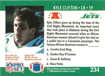 1990 Pro Set FACT Cincinnati #234 Kyle Clifton Back