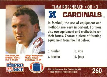 1990 Pro Set FACT Cincinnati #260 Timm Rosenbach Back