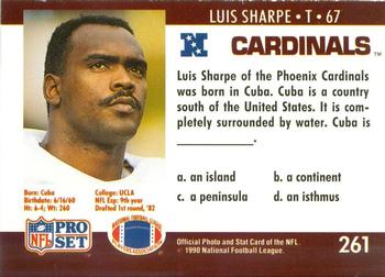 1990 Pro Set FACT Cincinnati #261 Luis Sharpe Back