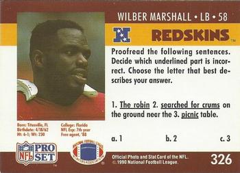 1990 Pro Set FACT Cincinnati #326 Wilber Marshall Back