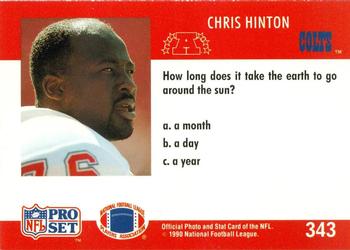 1990 Pro Set FACT Cincinnati #343 Chris Hinton Back