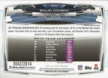 2014 Topps - Gold #271 Dallas Cowboys Back