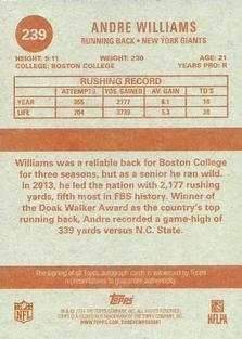 2014 Topps - 1963 Mini Autographs #239 Andre Williams Back